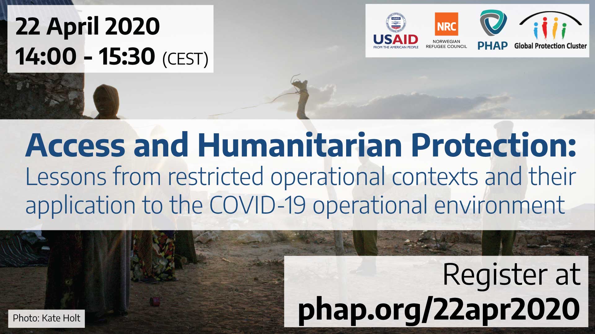 Banner for the webinar Access and Humanitarian Protection: Lessons from restricted operational contexts and their application to the COVID-19 operational environment