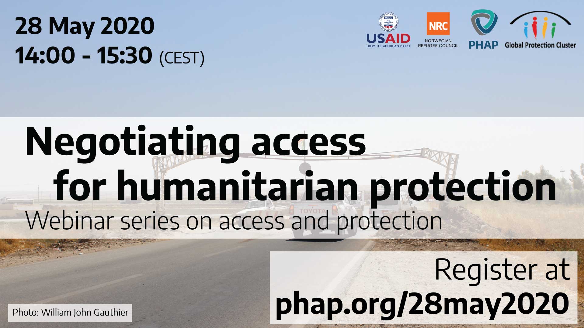 Banner for the webinar Negotiating access for humanitarian protection