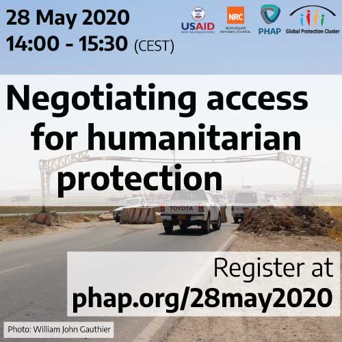Negotiating access for humanitarian protection - event banner
