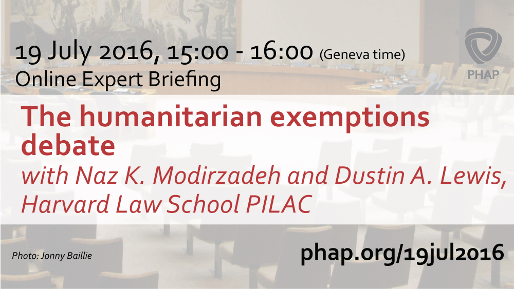 Humanitarian Exemptions debate banner